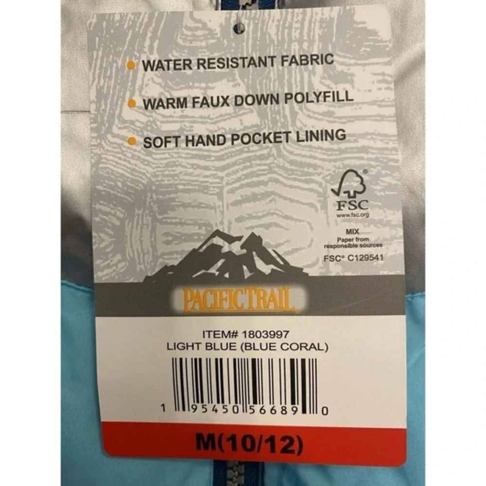 Pacific Trail‎ Girl's Puffer Jacket / Size M (10/12) / Blue / NWT Imperfect